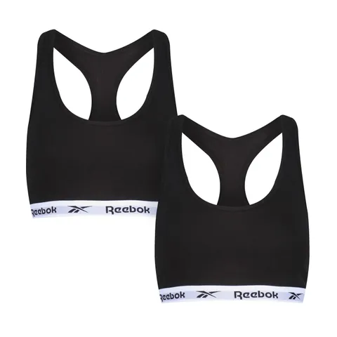 Reebok Womens Crop Top Frankie Black/White Elastic, T-Shirt Donna, Black/White, L