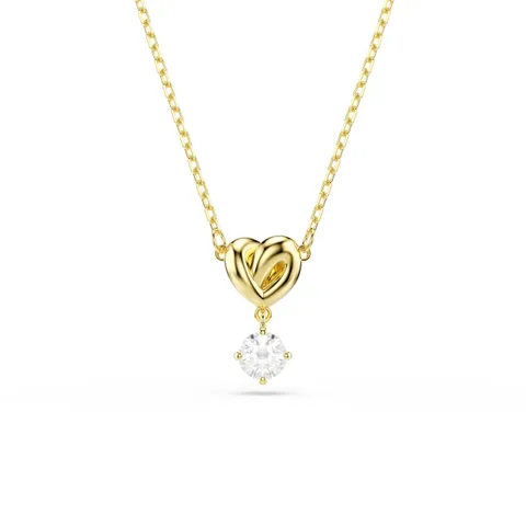 Swarovski Pendente Lifelong, Taglio Round, Cuore, Bianco, Placcato color oro