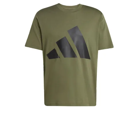 adidas Uomo Essentials Big Logo Single Jersey Shirt, Olive Strata/Black, XXL