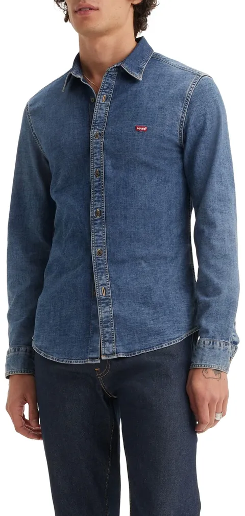 Levi's Long-Sleeve Battery Housemark Slim, Uomo, Trinity Medium Wash, XS