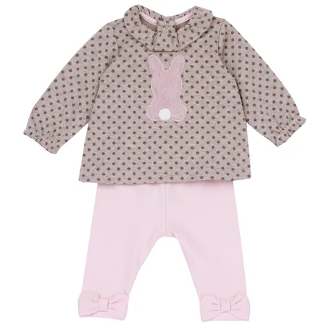 Chicco Bimbo 0-24 Completo con Maglietta e Pantaloni in Morbido Tessuto FW25 253_1 Beige