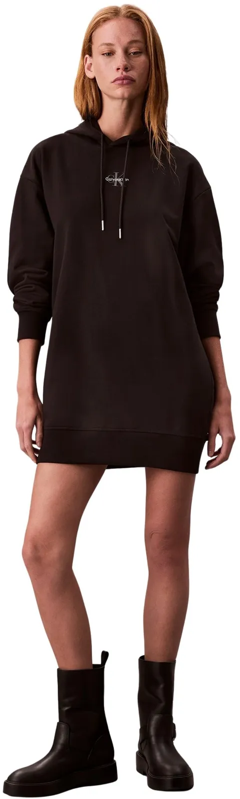 Calvin Klein Donna Felpa con Cappuccio Premium Terry Lang, Nero (Black), S