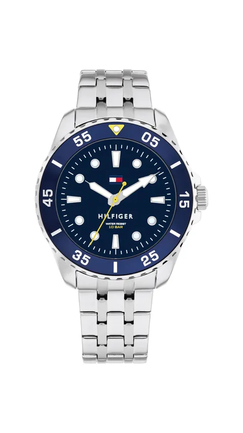 Tommy Hilfiger Orologio con Movimento al Quarzo a Tre Lancette per i Giovani con Cinturino in Acciaio InossidabileArgentato - 1720049, Dark Blue