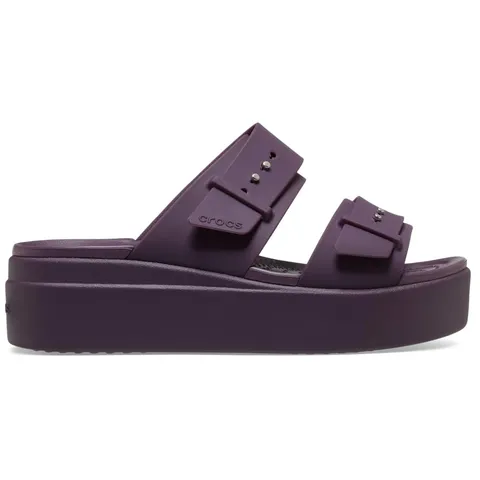 Crocs Brooklyn Buckle Low Wedge, Sandali Donna, Plush Plum, 42/43 EU