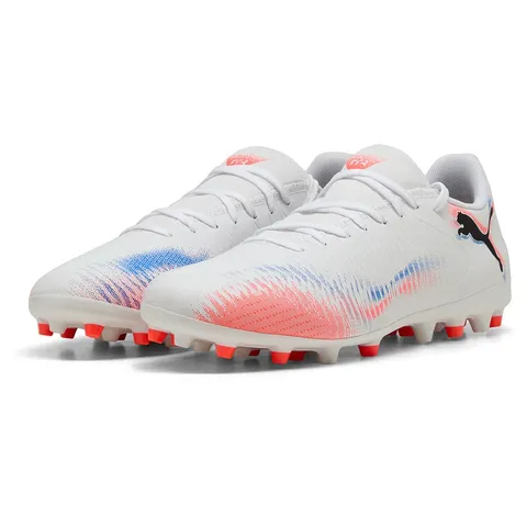 Puma Scarpe da Calcio Unisex Future 8 Play MgSoccer, Puma Bianco Puma Nero Rosso