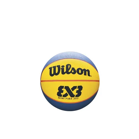 Wilson Pallone da Basket, FIBA 3x3 Mini, Misura 3, Blu/Giallo, Gomma, Uso all'Interno e