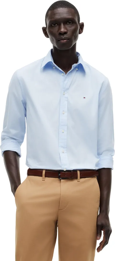 Tommy Hilfiger Camicia Uomo Core Flex Popeline Solid RF Mw0mw39988 L/S Camicia, Blu