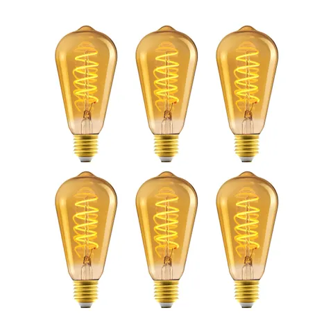 Amazon Basics Lampadina LED vintage E27, in vetro ambrato, dallo stile antico retrò