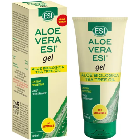 ESI - Aloe Vera Gel, con Tea Tree Oil e Vitamina E, Idrata e Lenisce la Pelle Secca o