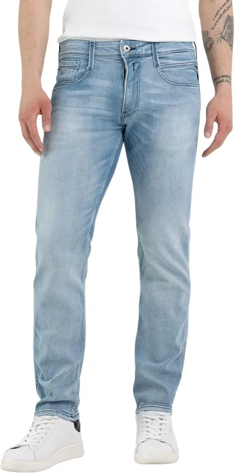 Replay Jeans da Uomo Anbass Slim Fit con Power Stretch, Blu (Light Blue 010), 40W / 34L