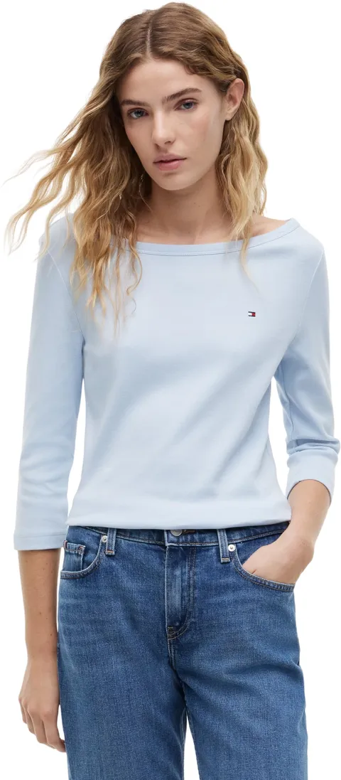 Tommy Hilfiger Donna Maglietta Maniche Lunghe Cody con Scollo a Barca, Blu (Breezy Blue)