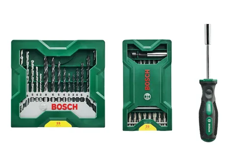 Bosch Professional 25+15+1 Set Mini-X-Line più Impugnatura, per Metallo, Legno e Acciaio