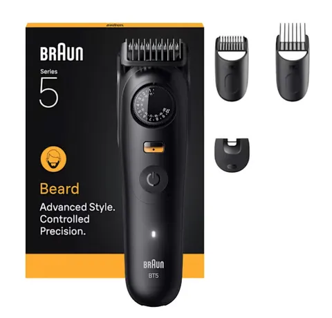 Braun Trimmer Barba Series 5, + 4 strumenti per creare il suo stile, lama ultra affilata