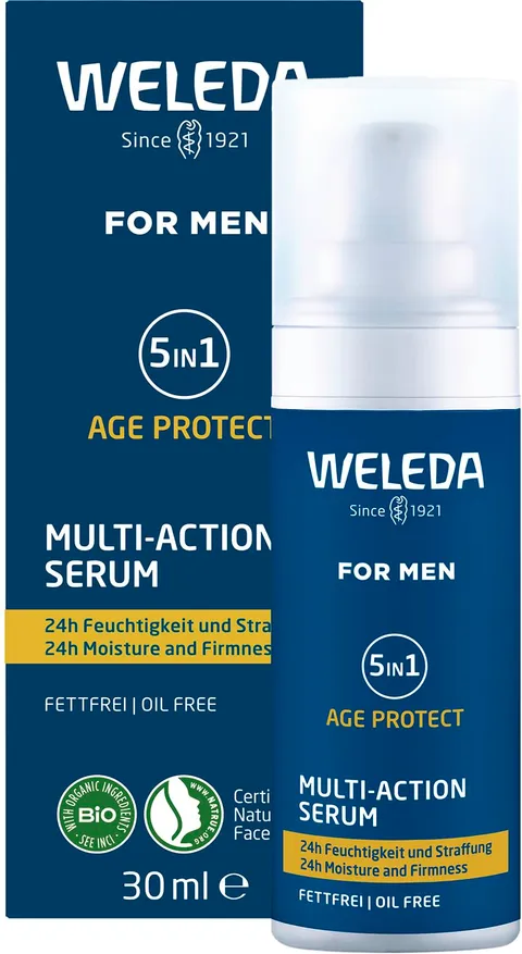 Weleda Siero viso Uomo Multiazione 5 in 1, siero per la cura del viso, riduce le rughe e
