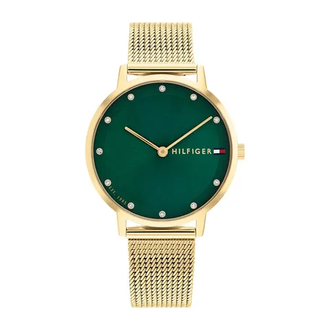 Tommy Hilfiger Orologio Con Movimento Al Quarzo A Due Lancette da Donna con Cinturino in Maglia Metallica in Acciaio Inossidabile di Colore Dorato - 1782668