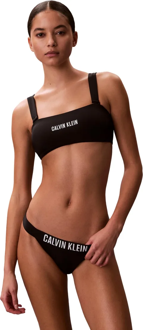Calvin Klein Donna Slip Bikini Brazilian con Fascia con Logo, Nero (Black), M
