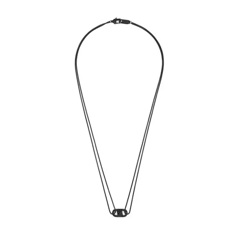 Emporio Armani Collana da uomo in acciaio inossidabile con chiusura a moschettone, Grigio