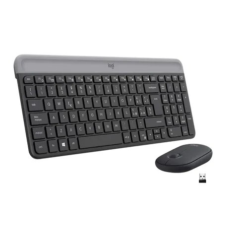 Logitech MK470 Kit mouse e tastiera wireless per Windows, Ricevitore USB Unifying 2,4 GHz, ‎Ultrasottile, Compatto, Silenzioso, Batteria Lunga Durata, PC/Laptop, Layout Italiano QWERTY - ‎Nero