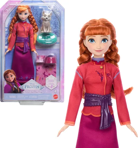 Mattel Disney Frozen - Anna e Cucciolo di Lupo, set con bambola Anna e personaggio amico
