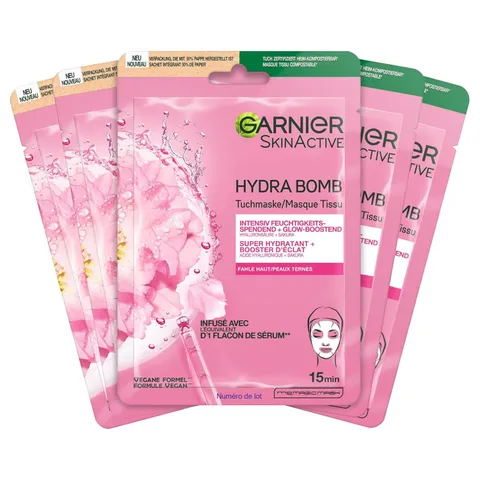Garnier Maschera per panno, maschera viso per pelle pallida, bagliore e idratante, con