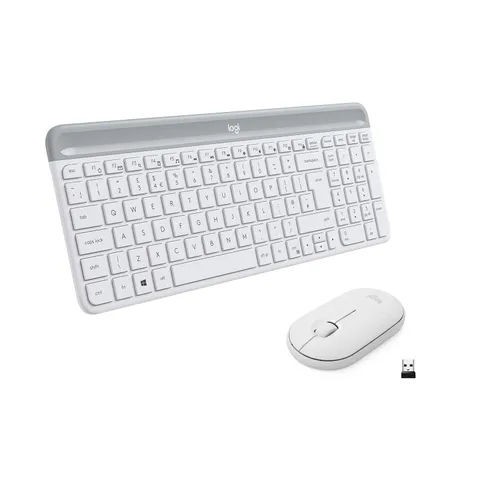 Logitech MK470 Slim Kit Tastiera e Mouse Wireless - Layout Moderno e Compatto, Ultra Silenzioso, Ricevitore USB a 2,4 GHz, Connettività Plug n' Play, Compatibile con Windows, Italiano QWERTY - Bianco