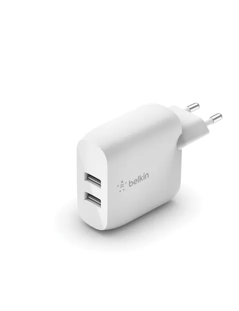 Belkin Doppio caricabatteria da parete USB-A da 24 W Boost Charge (per iPhone 14, 14