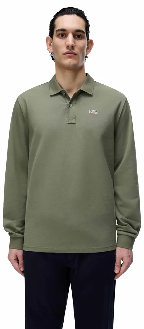 Napapijri Eruggy Polo Manica Lunga Verde Militare