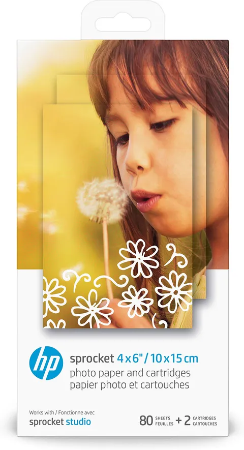HP Sprocket Studio Cartucce e carta fotografica 10x15 cm (80 fogli - 2 cartucce) Compatibile con HP Sprocket Studio