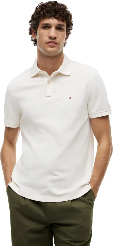 Tommy Hilfiger Uomo Maglietta Polo Maniche Corte Regular Fit con Chiusura con Bottoni, Avorio (Ivory Petal), M