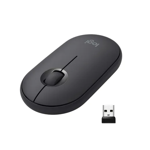 Logitech Pebble Mouse Wireless Con Bluetooth O Ricevitore Da 2.4 Ghz, Mouse Sottile Per Computer Con Clic Silenziosi, Per Laptop, Notebook, Ipad, Pc, Mac, Chromebook, Nero