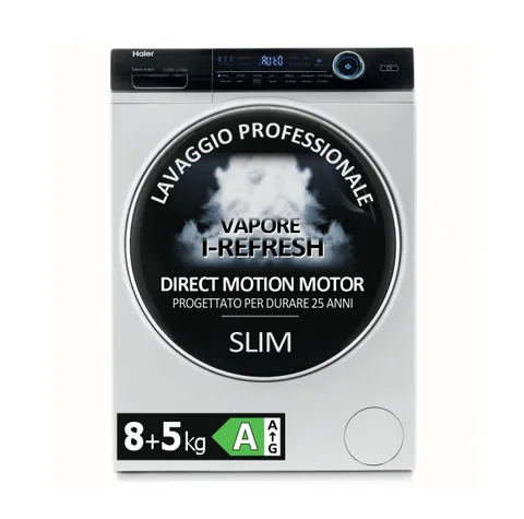 Haier I-Pro Serie 7 Lavasciuga Slim 8+5 Kg, Libera Installazione, Carica Frontale, 59,5 x