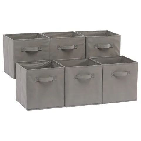 Amazon Basics Cubo/organizer portaoggetti pieghevole in tessuto, con maniglia, 26.67 x