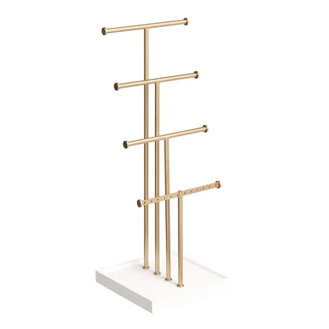 Amazon Basics Portagioielli ad albero su quattro livelli, Bianco/Ottone