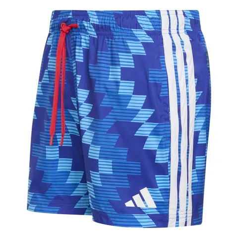 adidas Uomo Football-Inspired Graphic Swim 5 inch Swimwear, Semi Blue Burst/White, XS