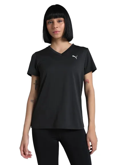 PUMA W TAD Essential Vneck Tee, Magliette Unisex - Adulto, PUMA Black, XL