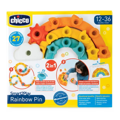Chicco Gioco Arcobaleno 2in1, Gioco a Incastri Seguendo Colori e Forme, per Imparare a Contare, Gioco Bambini, 12-36 Mesi