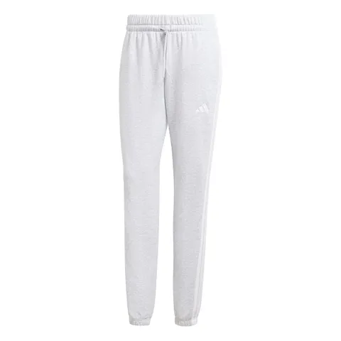 adidas Donna Essentials 3-Stripes French Terry Cuffed Pants, Light Grey Heather/White, M
