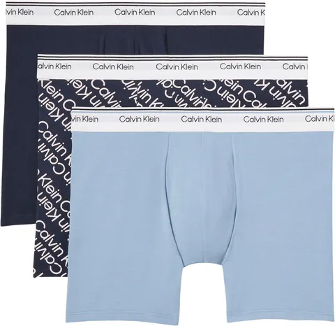 Calvin Klein Uomo Pantaloncini Boxer Confezione da 3 Balance Vita Bassa, Multicolore (Turbulence/CK CK Logo_Black/ Black), XL