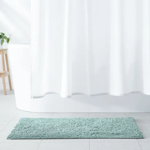 Amazon Basics Tappetino da bagno in microfibra, antiscivolo, 53 x 87 cm, verde acqua