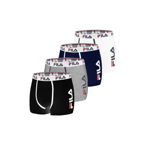 Fila Mutande Boxer Uomo Cotone, Set da 4, Grigio A (L)