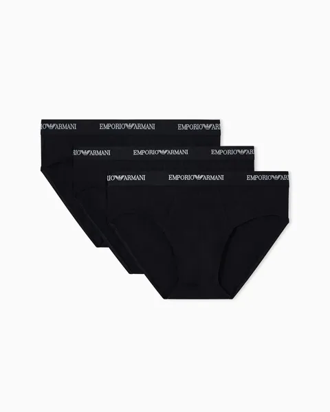 Emporio Armani Confezione da 3 Slip da Uomo (Confezione da 3), Nero/Nero/Nero, S