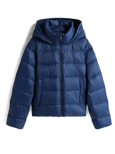 Tommy Hilfiger Donna Giacca Imbottita Down Casual Jacket con Cappuccio, Blu (Dark Night