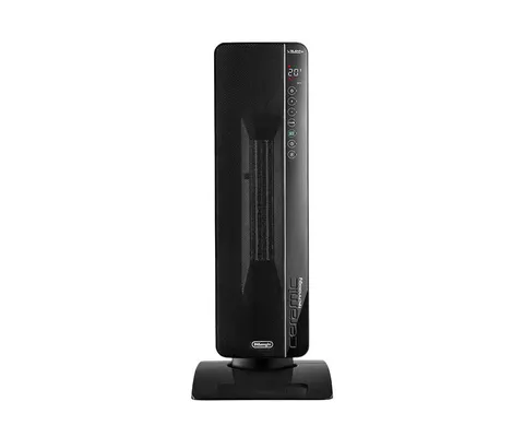 De'Longhi TCH8993ER.BC Termoventilatore a Torre, Tecnologia Ceramica, Silenzioso, 3 Livelli di Potenza, Ventilazione Estiva, TIMER 24H, Funzione Eco-Plus, Luce, Anti - Ribaltamento, Leggero, Nero