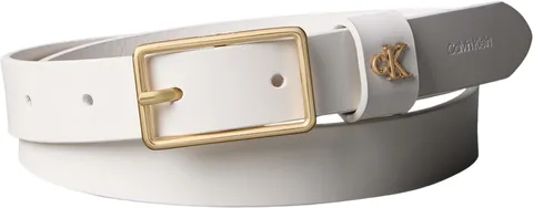 Calvin Klein Donna Cintura Square Buckle Loop 2,5 cm con Logo, Bianco (White