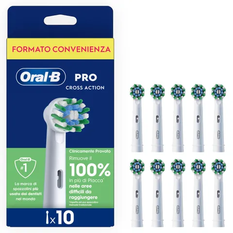 Oral-B Testina Di Ricambio PRO Cross Action Bianca, Confezione Da 10 Testine