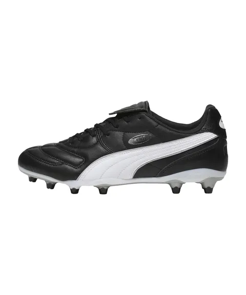 PUMA King Liga FG/AG, Soccer Shoe Unisex-Adulto, Black White Silver, 38.5 EU
