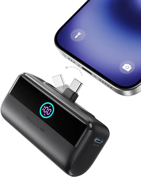 INIU 22.5W 5500mAh Power Bank Mini, Caricatore Portatile Pieghevole PD USB-C, Ricarica