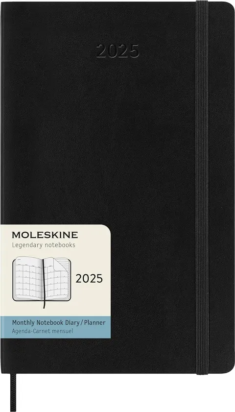 Moleskine Monthly Planner, Agenda Mensile 12 Mesi 2025, Copertina Morbida e Chiusura