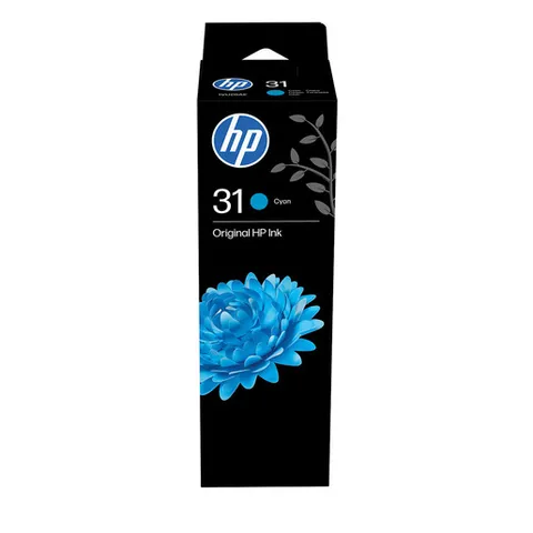 HP 31 1VU26AE, Flacone di Inchiostro Termico Originale da 8.000 Pagine, Compatibile con Stampanti senza Cartucce Smart Tank 100, 300, 400, 500, 600, Ciano