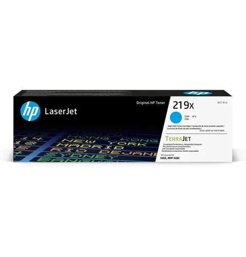 HP 219X W2191X Ciano, Cartuccia Toner Originale da 3200 Pagine, ad Alta Capacità, Compatibile con le Stampanti LaserJet Pro serie 3202 e 3302